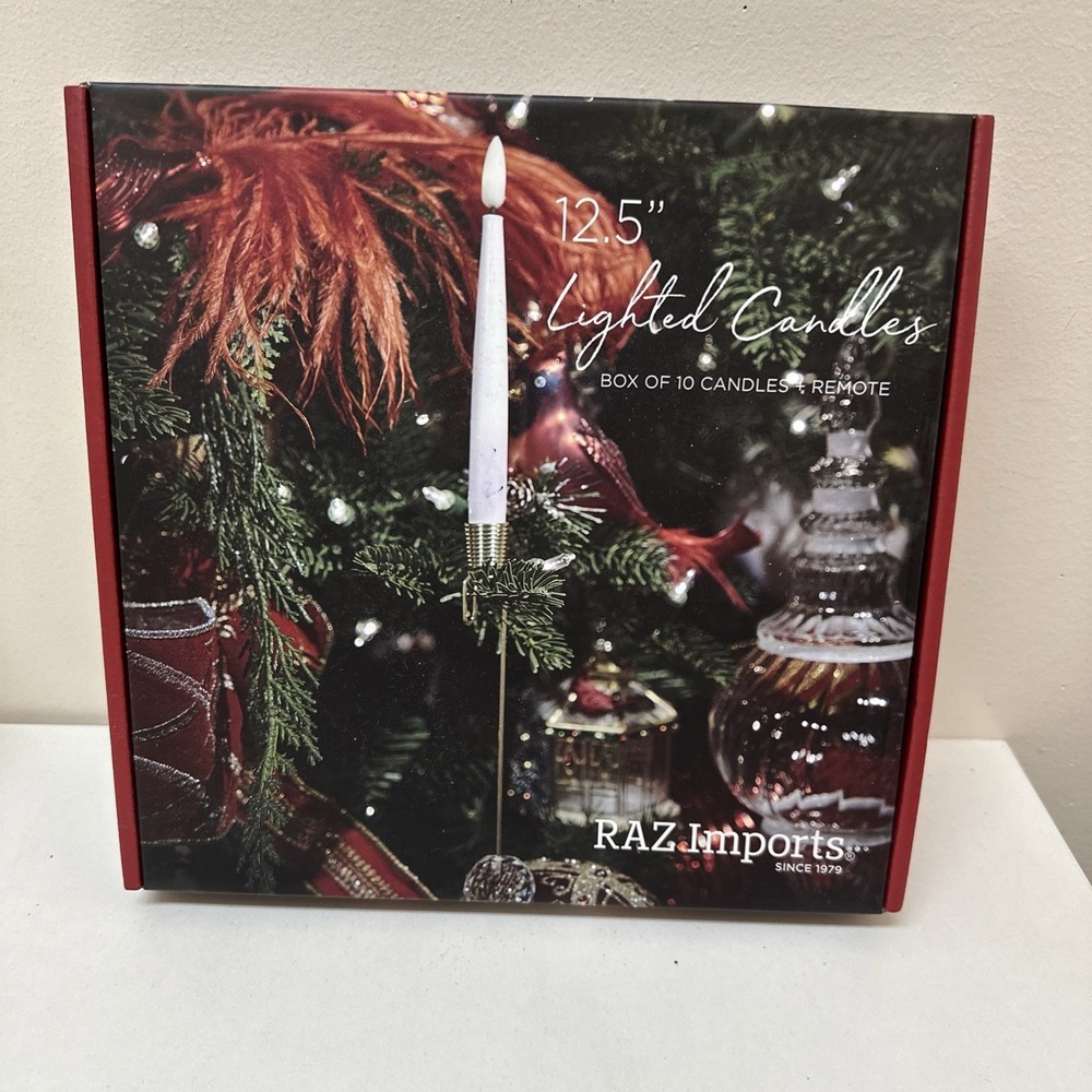 Raz Imports Crystal Drop Lighted Christmas Tree Candles Set of 10 W/ Remote NEW